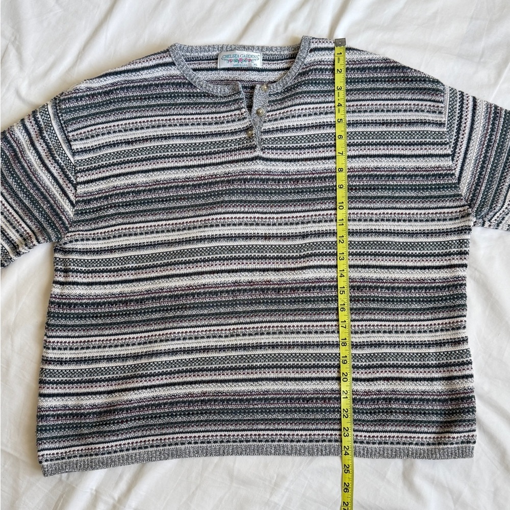 Vintage 90s Patterned Knit Pullover Sweater Large by Chelsea Gardens size XL - Picture 6 of 7